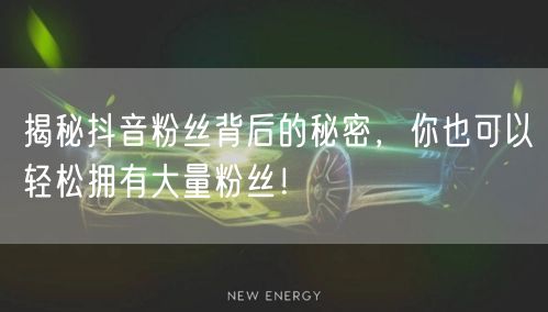 揭秘抖音粉丝背后的秘密,你也可以轻松拥有大量粉丝!