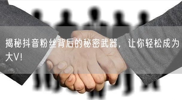 揭秘抖音粉丝背后的秘密武器,让你轻松成为大V!