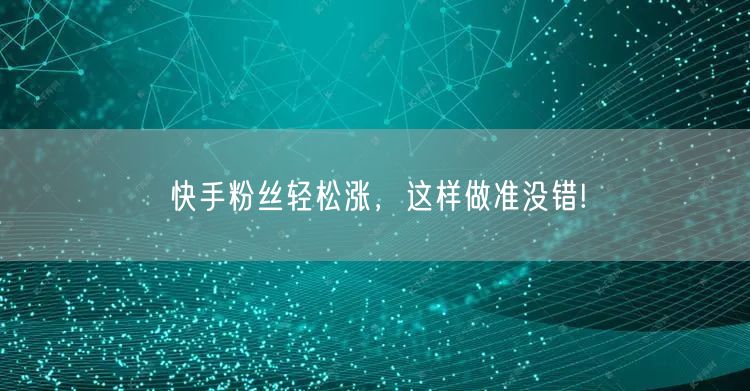 快手粉丝轻松涨，这样做准没错!